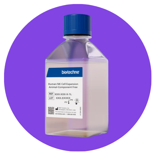 ExCellerate Human NK Cell Expansion Medium animal-component free bottle by Bio-Techne — for NK cell therapy manufacturing in G-Rex bioreactors