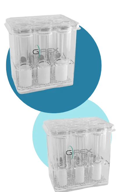 G-Rex6M-5cm² and G-Rex6M-2cm² well plates side by side, showing the two new six-well bioreactor formats from Wilson Wolf