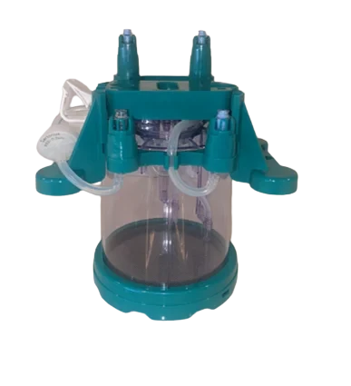 G-Rex 100M-CS AutoM bioreactor (G281100-A) with end of arm tooling for robotic pickup and sterile fluid path connections