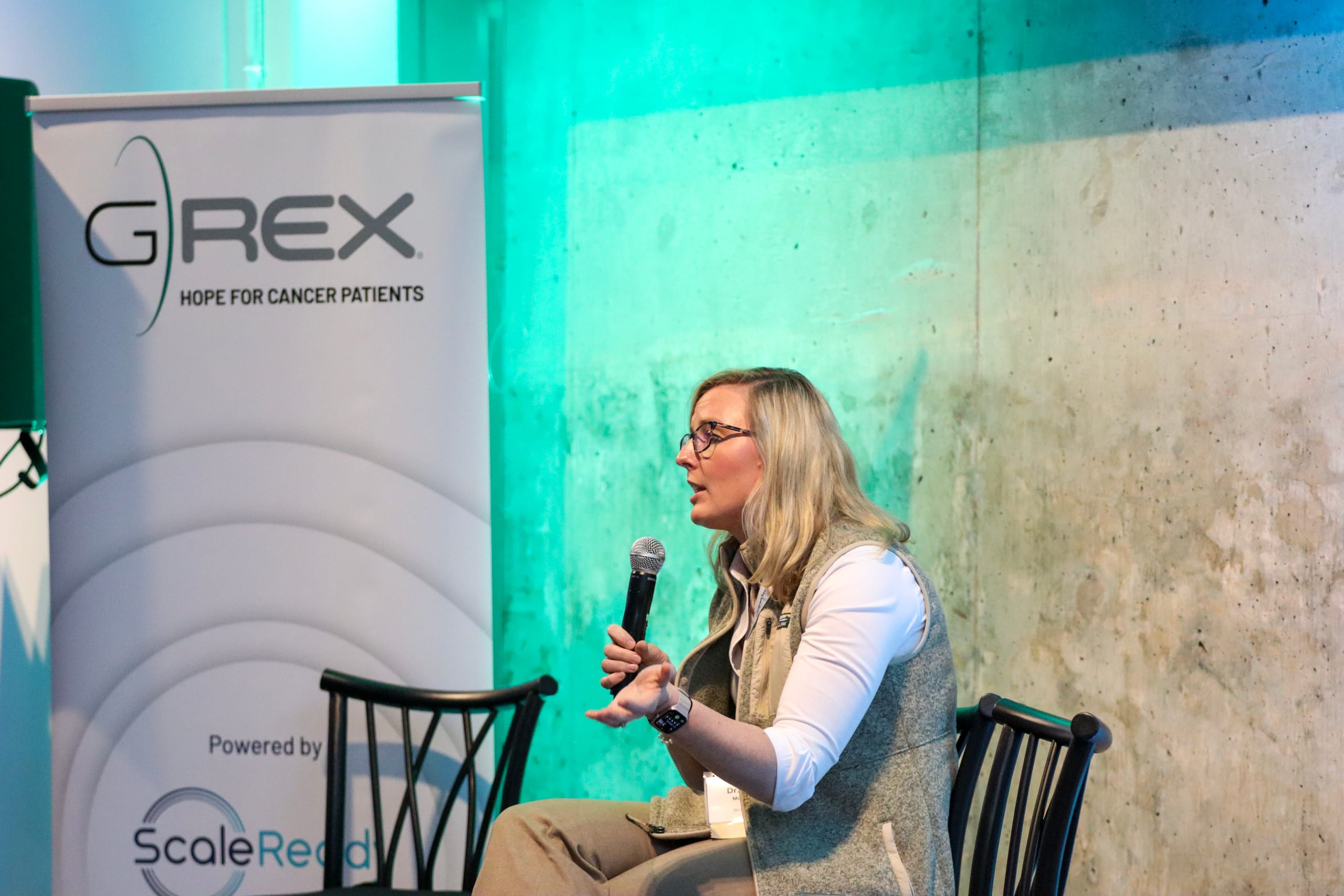 Dr. Katie McKenna of Baylor College of Medicine at the G-Rex Grant Tour in Boston, MA, on May 11, 2026.