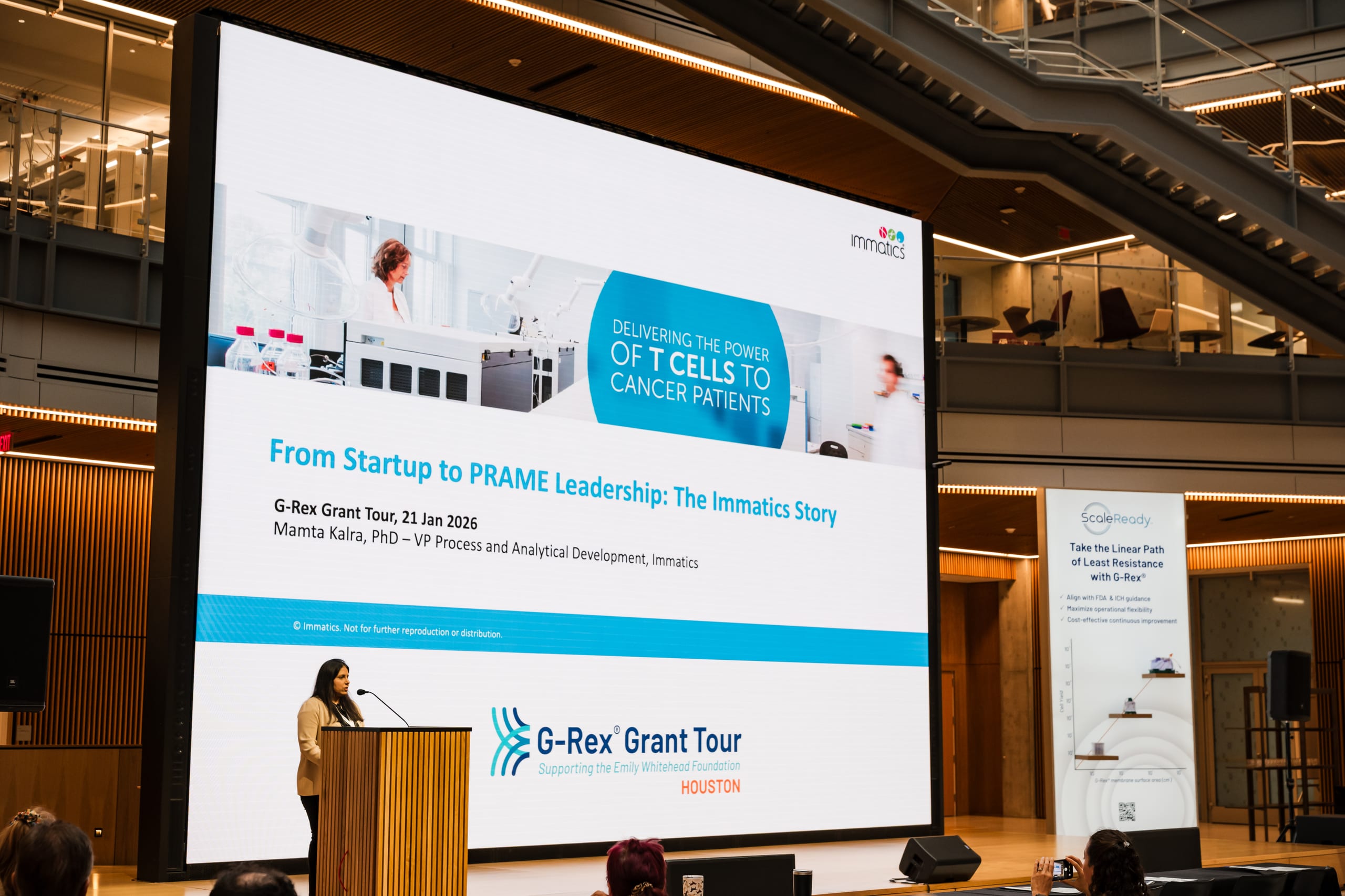 Dr. Mamta Kalra of Immatics at the G-Rex Grant Tour in Houston, TX, on January 21, 2026.